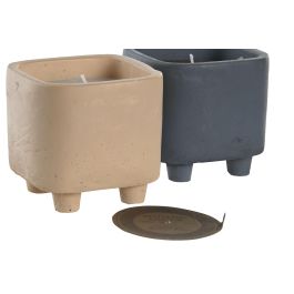 DKD Home Decor Vela Urban Decorativa para Hogar de Cemento y Cera, Colores Beige y Azul Surtidos - 9x9x9 cm, 120g c/u con 2% Perfume - Pack 12 Unidades