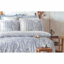 Aucune ASI8683342464154 Juego de cama - 1 funda nórdica 220x240 cm + 2 fundas de almohada 60x60 cm - 100% algodón reforzado - Azul