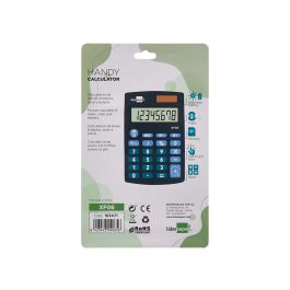 Calculadora Liderpapel Bolsillo Xf06 8 Digitos Solar Y Pilas Color Azul 98x62x8 mm