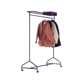 Sie Vestidor Portátil con Repisa y Capacidad para 40 Perchas | Perchero de Metal Negro con Ruedas 150x170x55 cm