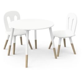 Conjunto 1 mesa + 2 sillas - FIMIANA - Estilo escandinavo - Blanco mate / Roble Kronberg - DEMEYERE Conjunto 1 mesa + 2 sillas - FIMIANA - Estilo escandinavo - Blanco mate / Roble Kronberg - DEMEYERE