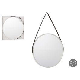 Espejo Redondo con Asa de Polipiel Blanco 45x45 cm - Giftdecor (4 Unidades) Precio: 42.69000032. SKU: B1KAEANC25
