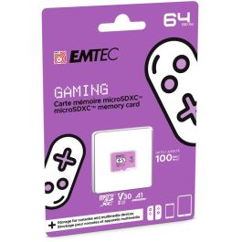 EMTEC m64GB UHS-I U3 V30 A1 Gaming Purple - Tarjeta de Memoria de 64GB para Juegos
