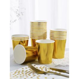 Set de 10 vasos de cartón oro 200 cc Algon (18 Unidades) Set de 10 vasos de cartón oro 200 cc Algon (18 Unidades)