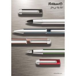 Pelikan PURA P40 Pluma Estilográfica Anthrazit de Aluminio y Acero Satinado con Sistema de Carga por Cartucho, en Caja de Regalo