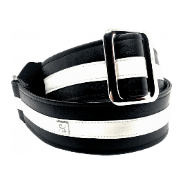 GETM Speedster Black Correa para Guitarra/Bajo de Polipiel y Nylon Acolchada, Ajustable hasta 165cm, Color Negro y Blanco