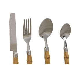 Cubertería Home ESPRIT Plateado Natural Acero Inoxidable ABS 3 x 2 x 16 cm 24 Piezas