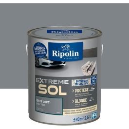 Ripolin Pintura para Suelos Alta Resistencia Manchas y Neumáticos, Pisos Interiores/Exteriores, Gris Satinado 2,5L Ripolin Pintura para Suelos Alta Resistencia Manchas y Neumáticos, Pisos Interiores/Exteriores, Gris Satinado 2,5L