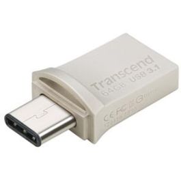 Transcend JetFlash 890 Pendrive 64GB USB 3.2 Gen 1 Tipo-A / Tipo-C Plata