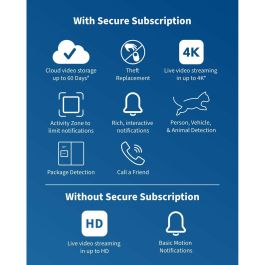 Arlo AAAOU33059 Pro 5 2K+ Cámara de Seguridad Conectada - 4 Cámaras - Visión Nocturna a Color - Wi-Fi Doble Banda