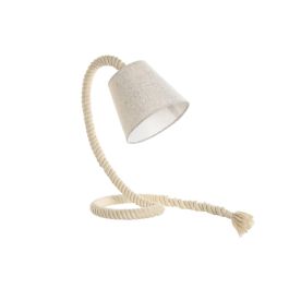 DKD Home Decor Lámpara Sobremesa Mediterráneo, Blanco, Cuerda y Lino, 35x26x18 cm (Alto x Ancho x Profundo), E14 25W 220V - Pack 4 Und.