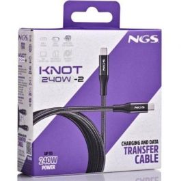 NGS KNOT240W-2 Cable USB 4.0 Tipo-C a Tipo-C Macho 240W 40Gbps Carga Rápida 2m Negro