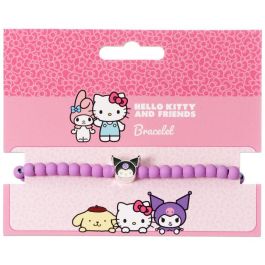 THE CARAT SHOP Pulsera Kuromi Hello Kitty, cuentas moradas mate, charm esmaltado, aleación de zinc y acrílico, ajustable 17-21cm