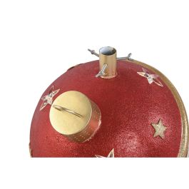 DKD Home Decor Base para Árbol de Navidad Tradicional, con LED, Magnesia, Colores Rojo y Dorado, 40.5x40.5x40 cm