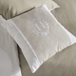 Cojín - HOY - CHARME - Slub x Chambray x Bordado Berenice - 40 x 40 cm