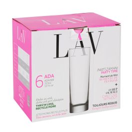 Lav Set 6 Vasos Tubo 315 Cc Colección Ada Ø6x16.6cm