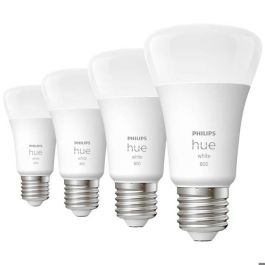 Philips Hue White, Bulbo LED conectado E27, 60W equivalente, 800 lumen, Bluetooth Compatible, 4 paquete Philips Hue White, Bulbo LED conectado E27, 60W equivalente, 800 lumen, Bluetooth Compatible, 4 paquete