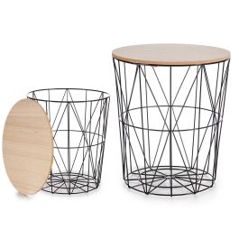 Giftdecor Mesa de Metal Negra con Tapa de Madera 40x41 cm (6 Unidades) Precio: 79.68999984. SKU: B1FMEH9432