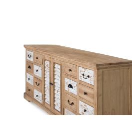 Giner y Colomer Aparador Rustico Madera Maciza Mindi 12 Cajones 2 Puertas Blanco Envejecido