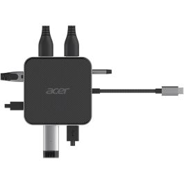 Acer Hub Multi Display 7-en-1 USB4 con Suministro de Potencia de 100W, Negro/Plata