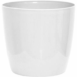 Garden Id 01602601 Maceta con ruedas Blanca Brillante, 30x27cm, Aspecto Cerámico, Impermeable, Fácil de mover