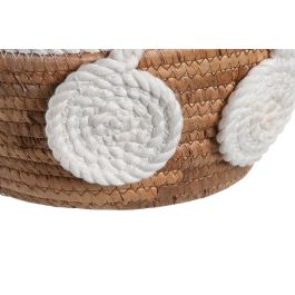 DKD Home Decor Centro Mesa Boho de Seagrass y Cuerda Natural Blanco 29x29x14 cm