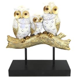 DKD Home Decor Figura Decorativa Tradicional Búhos en Tronco de Resina Dorado Blanco para Hogar 9x26x24 cm Precio: 17.32236. SKU: B12V67AP9G