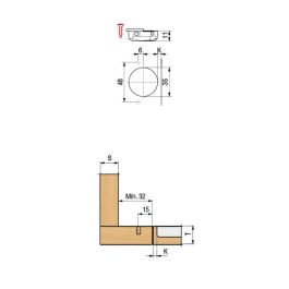 SALICE C2Abn99 - Bisagra S200 94º Ø35 Brazo Corto Contracodo para Grandes Espesores, Pequeños Espacios, Cazoleta 11mm