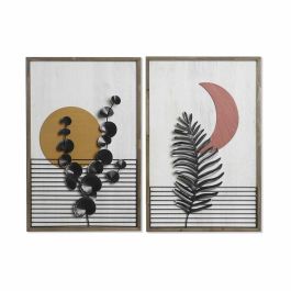 DKD Home Decor Cuadro Scandi Decorativo Pared Naranja Amarillo Negro Blanco 76.5x51cm MDF Metal Hojas Luna (Set 2 Unidades) Precio: 66.87186. SKU: S3028421