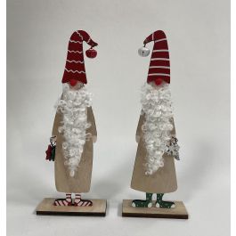 DKD Home Decor Figura Navidad Tradicional Papa Noel Madera Poliéster Natural Rojo Blanco 25 cm Alto (Pack 12 Unidades)