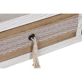 DKD Home Decor Mesa Centro Boho Blanco Natural Ancho 110 x Largo 60 x Alto 50 cm con 2 Cajones y Desmontable, Abeto y Algodón
