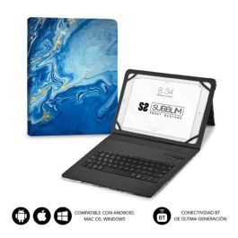Subblim Funda con Teclado Keytab Pro BT Trendy Marmol Azul para Tablet 9-11 Pulgadas, Bluetooth 5.2, SUBKT5-BTTB01