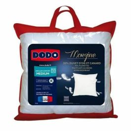 Dodo Almohada Morzine de Plumas y Plumón de Ganso y Pato 65x65cm Blanca | Tratamiento Antiácaros para Alérgicos | Funda 100% Algodón Percal