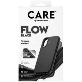 PanzerGlass Feature Flow Case Funda MagSafe iPhone 17 Negra de Silicona Reciclada, Protección Caídas 3.6m Resistente Golpes