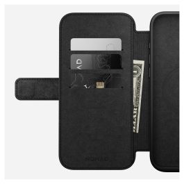 Nomad Folio Modern Leather para iPhone 16 Pro Max - Funda con MagSafe, cierre magnético y 3 bolsillos para tarjetas, Negro