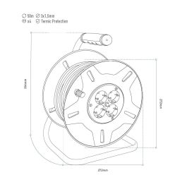 Edm Enrollacables 50 m 3x1,5 mm 4 Tomas Schuko T/Tl con Protector Térmico