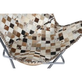 DKD Home Decor Sillón Colonial Camel Beige Piel y Hierro 70 x 90 x 70 cm