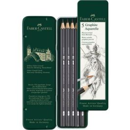 FABER-CASTELL 117805 Lápices grafito acuarelables Graphite Aquarelle HB Negro - Caja 5 unidades