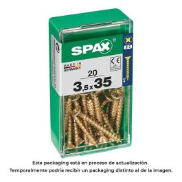 Spax 4081020350351 Tornillo Madera Cabeza Plana Yellox 3.5x35mm Rosca Completa Ranura Z2 4CUT Caja 20 Unidades Precio: 2.78999985. SKU: S7913875