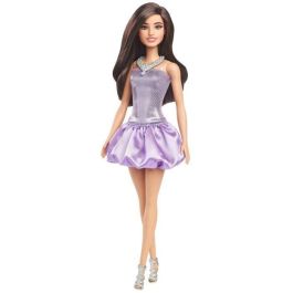 Barbie HYT92 Muñeca Fashionista Vestido Burbuja Morado, Lentejuelas, Falda Satinada. Cabello Castaño Ondulado. Edad +3 años. Precio: 14.49999991. SKU: B1AYAQ6HXH