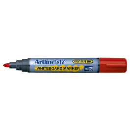 Artline ek-517 Rotulador para Pizarra Blanca, Punta Redonda 2 mm, Tinta de Bajo Olor, Color Rojo