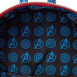 Loungefly Mochila Captain America Metallic Marvel 26cm Piel Vegana con Detalles Iridiscentes y Purpurina