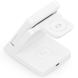 Aisens ASCH-15W4WC063-W – Cargador Inalámbrico 4 en 1 con Power Bank 5000mAh para Móvil, Apple Watch y Auriculares Qi 15W Blanco