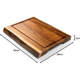 Style De Vie STY8720039620186 Tabla de cortar de acacia antideslizante con ranura y asa 40x29x3 cm