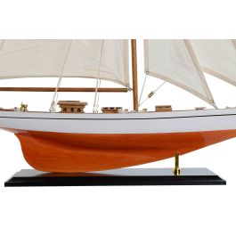 DKD Home Decor Barco Mediterráneo Blanco de Madera y Algodón 60 x 11 x 85 cm