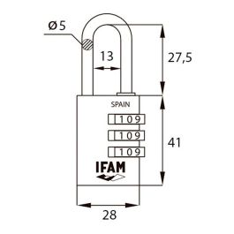 Ifam Candado Combi30 Azul 30mm Arco ø5mm Cuerpo Aluminio Combinación 1000 Posibles