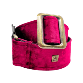 GETM Correa para Guitarra y Bajo - Terciopelo Triturado Borgoña, Nailon y Piel, Ajustable hasta 165 cm