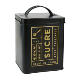 La Boite a Bote Metal "Sucre" o "Café" Colección Lounge Negro Mate con Ilustraciones Doradas Tapa 11,5x11,5x17,5 cm Precio: 5.50000055. SKU: B12NBFDY6G