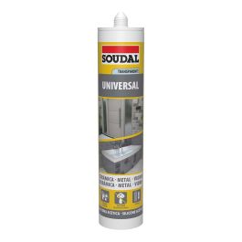 Soudal Silicona universal translúcida acética 280 ml - Máxima elasticidad, sellado, resistente a la intemperie