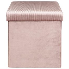 Home Deco Factory Caja Puf Plegable Rosa Terciopelo Colección Lounge 38x38 cm